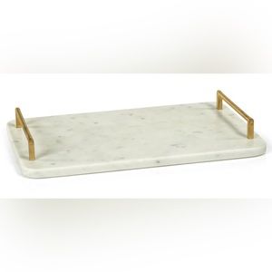 Andria Marble Tray with Gold Metal Handles
